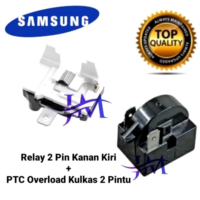 1 SET RELAY PTC OVERLOAD ORI KULKAS MEREK SAMSUNG, DAN SANKEN  UNTUK 1  DAN 2 PINTU # RELAY 1 PIN KA