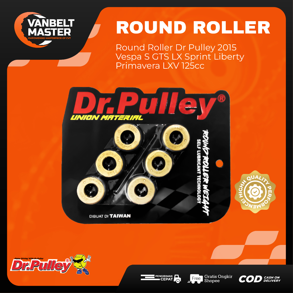 Dr Pulley Roller Vespa Piaggio S GTS LX Sprint Liberty Primavera LXV 125 cc ukuran 2015 CVT Matic
