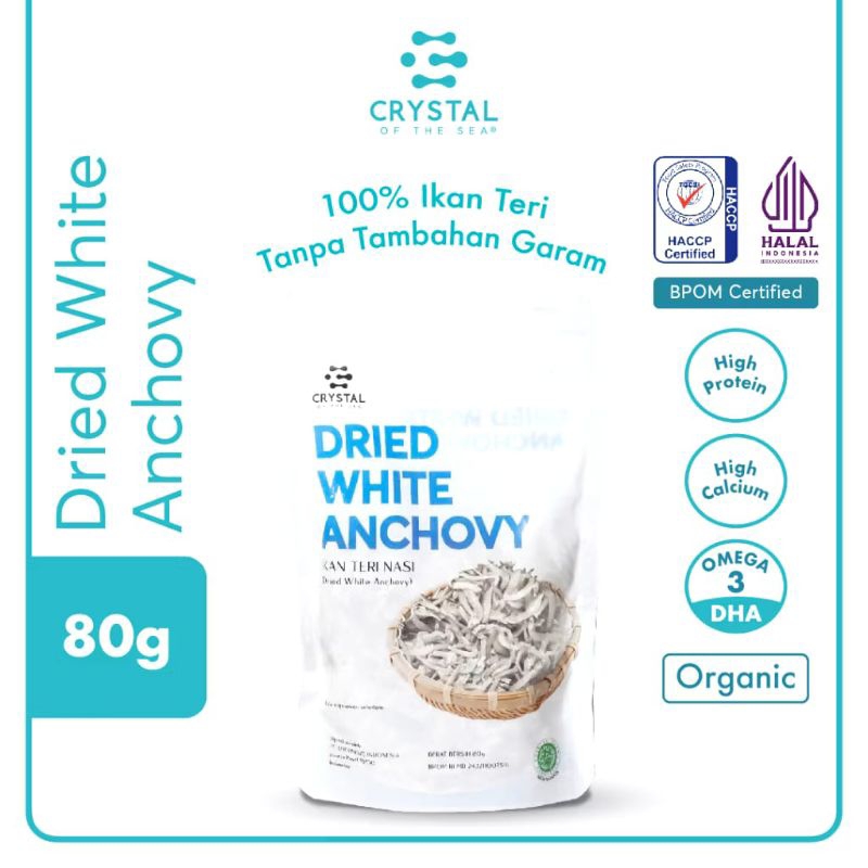 

CRYSTAL OF THE SEA | DRIED WHITE ANCHOVY ( 80G ) IKAN TERI NASI / WHITEBALT LAUK MPASI