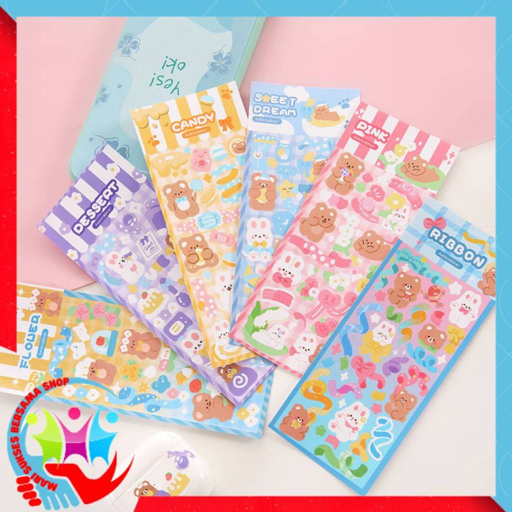 

MSBS STICKER WATERPROOF KARTUN BEAR RABBIT HOLOGRAM STIKER MOTIF KARTUN BERUANG DAN KELINCI KOREA LUCU ANTI AIR DEKORASI HANDBOOK SCRAPBOOK DIY STICKER BOTOL MINUM TUMBLR VIRAL LUCU MURAH CANTIK