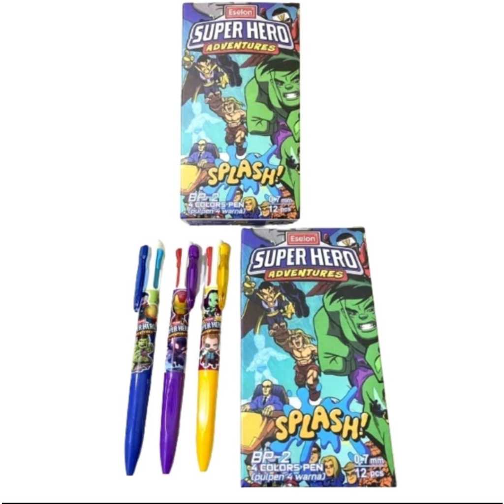 

Pulpen 4Warna Edition SuperHero/ Bolpen Ballpoint Cetek Cetekan Fancy Anak Cowok 4warna/ Bulpen fancy 0.7mm (1Pcs)