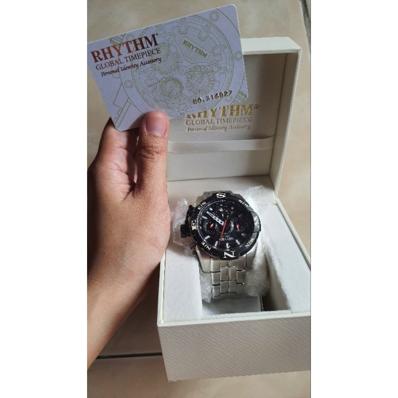 RHYTHM extreme S1414S original Japan Jam tangan hitam elegan water resistant stainless steel