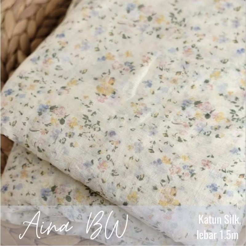kain katun silk motif bunga kecil  /kain katun sutra premium