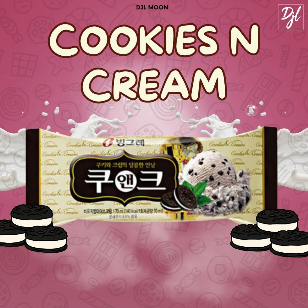 

Binggrae Cookie & Cream Bar Es Krim Manis Kukis Korea Import 1 Pcs