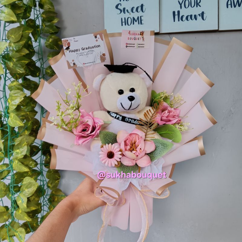 Buket Bunga Boneka Wisuda Graduation Sidang Skripsi Ultah Murah Lucu Premium Jumbo / bucket pelantik