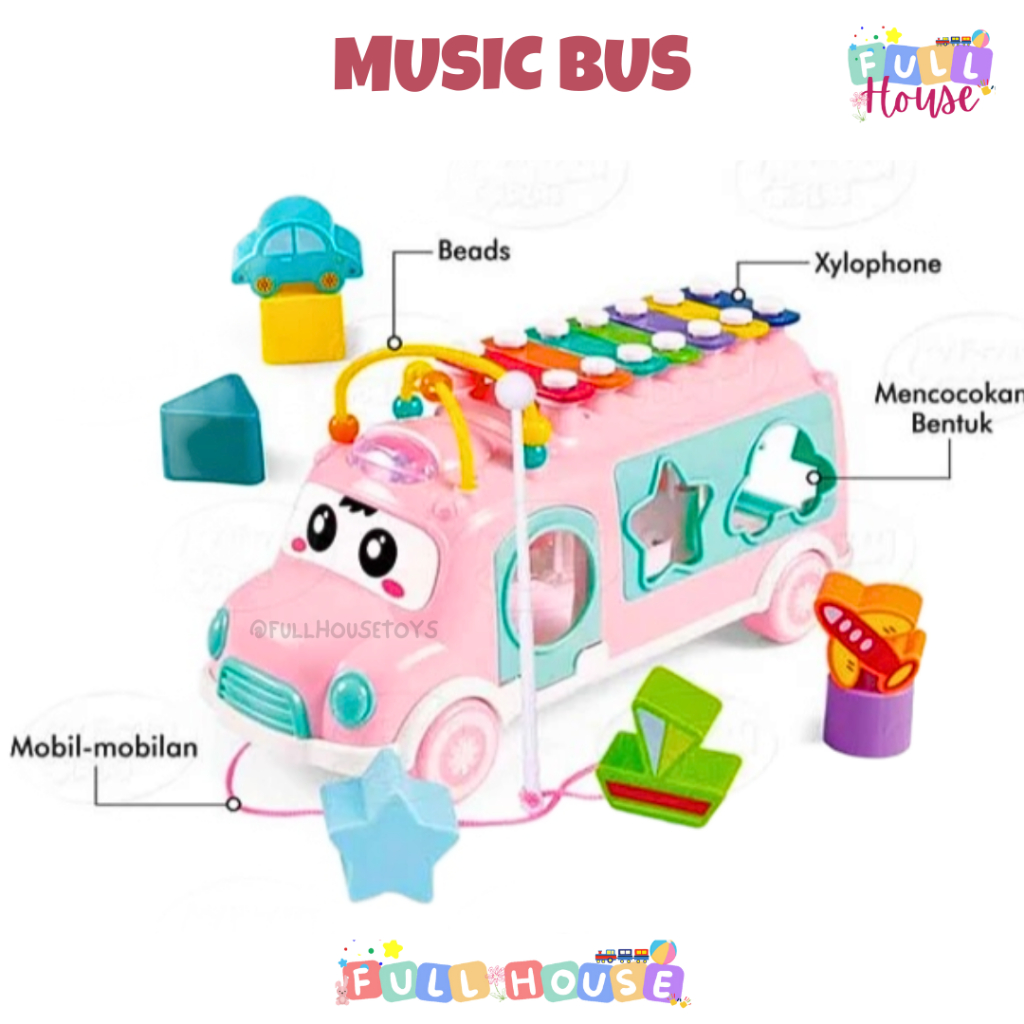 MAINAN MUSIC BUS XYLOPHONE HAPPY BUS ANAK  XYLOPHONE BUS PUZZLE ANAK