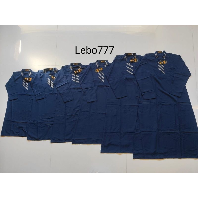 Jubah Gamis Muslim Resleting Biru Navy  Michlo Pria Anak Laki Laki Umur Usia 2-14 tahun Remaja Tangg