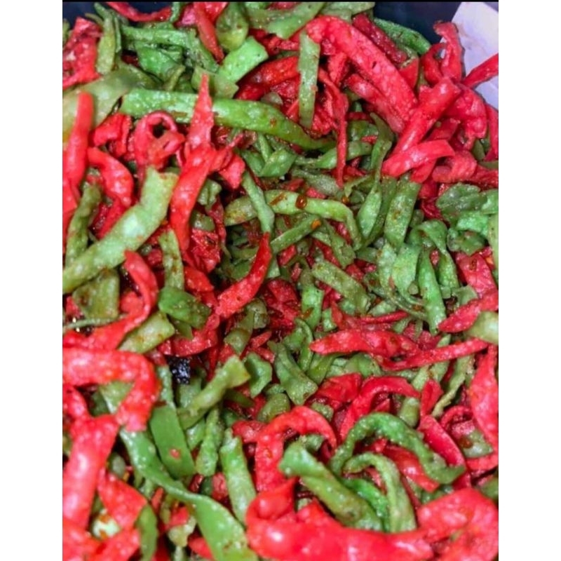 

camilan pesesan stik lombok-lomboan/cabe-cabean kemasan 250g