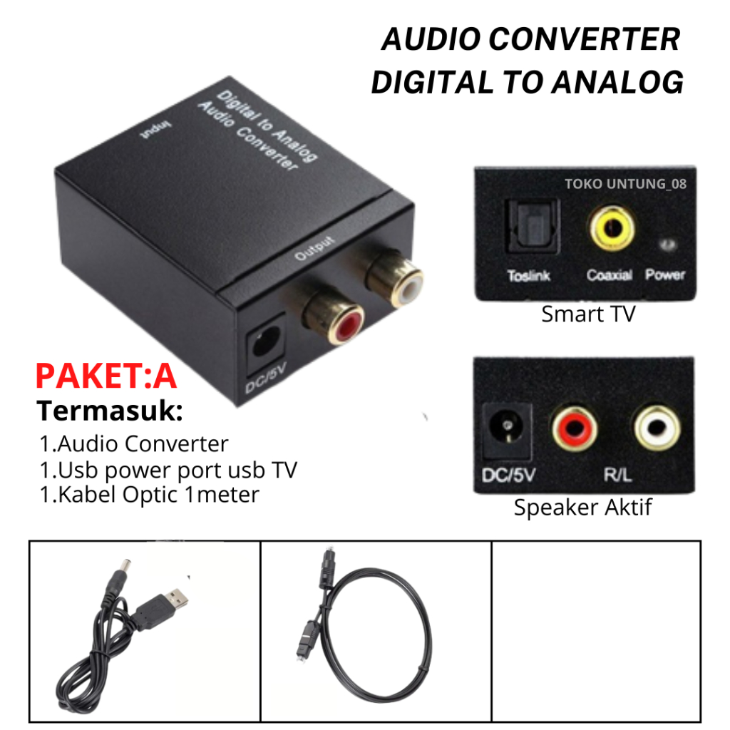 RB Audio Converter Digital to Analog Smart TV ke Speaker (with Bluetooth)