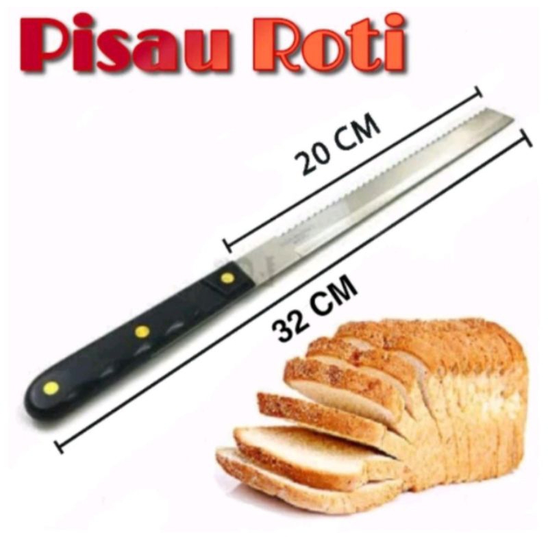 Pisau Roti Bakar 2 Sisi Grigi Panjang Stainless Murah / Pisau Roti Bakar Panjang / Pisau Roti