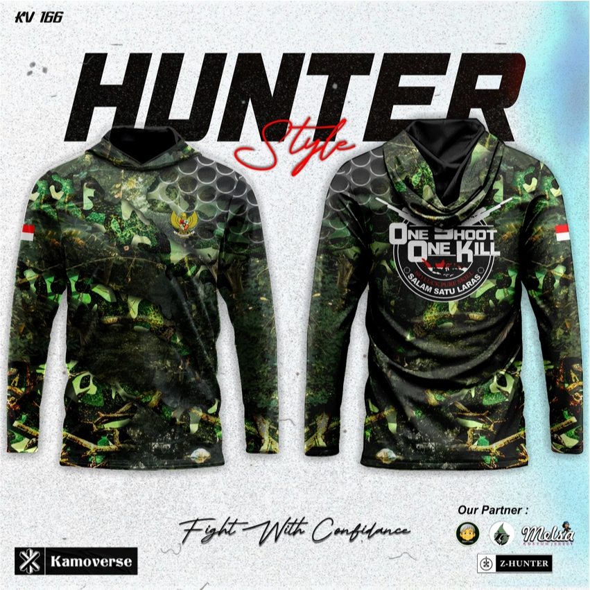 KAMOVERSE JERSEY HUNTER BAJU CAMO MOTIF KEKINIAN ONE SHOT ONE KLLL | BOSA CUSTOM | FULL PRINTING