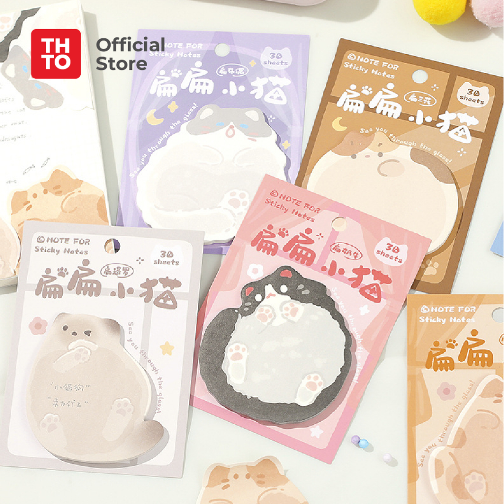 

THTO Sticker Sticky Paper Kertas Cute Kucing Kitty Cat 30 Pcs Note Kreatif Aesthetic Tradisional Stationery A138