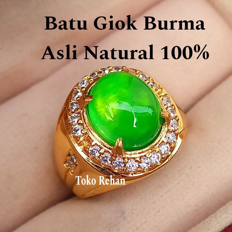 Cincin Batu Giok Burma Asli Natural 100%