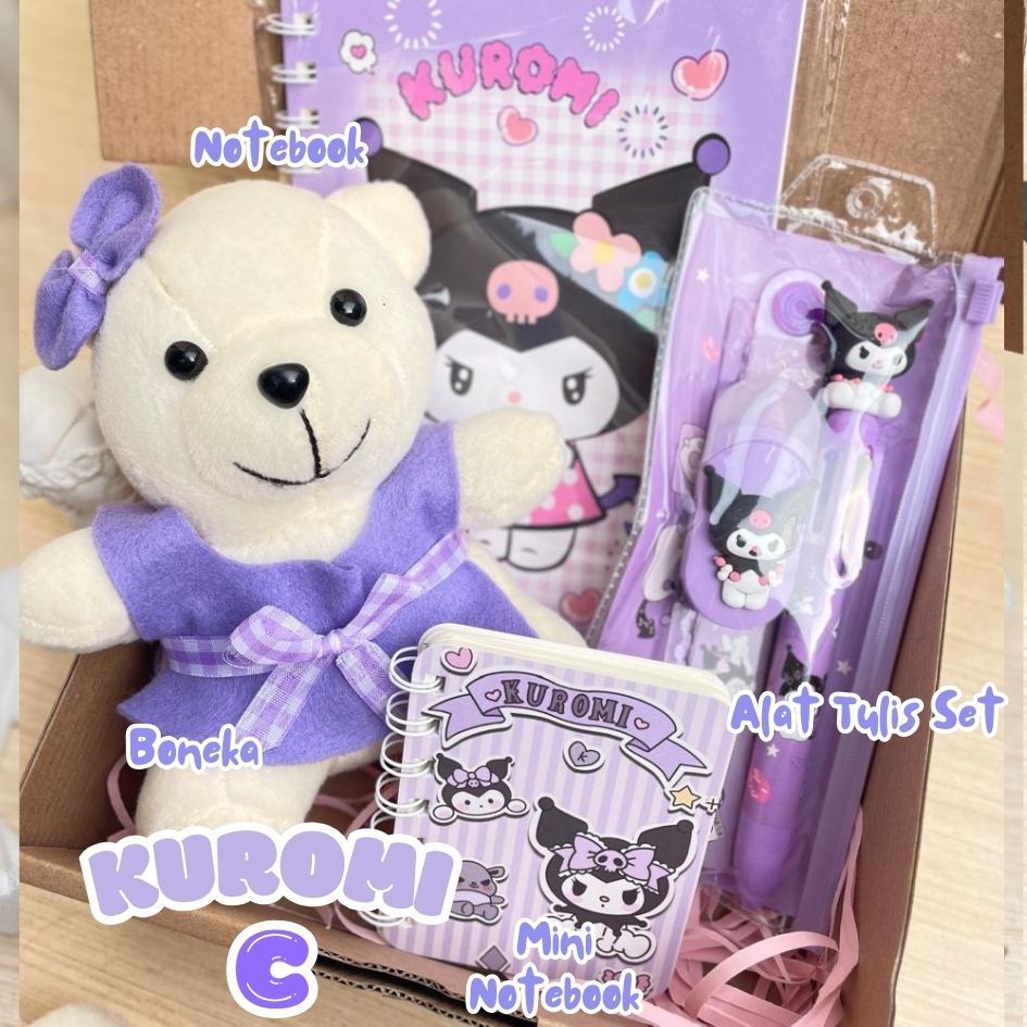 

Hampers Kado Sanrio Gift box Souvenir Kuromi Cinnamonroll Melody Alat tulis Notebook hadiah anak anak