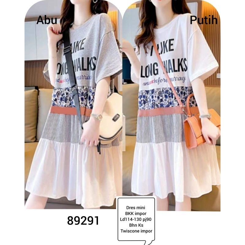 Dress Wanita imp tulisan kombi ks 89291