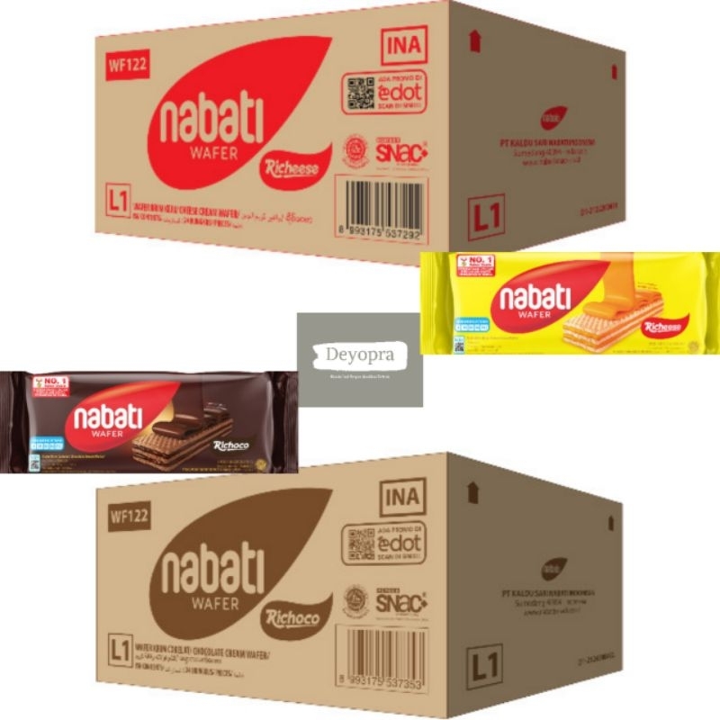 

NABATI WAFER L1 110Gr KEJU/COKELAT 1 DUS ISI 24 PCS