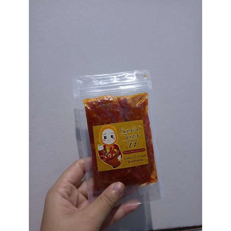 

Sambal sachet produk home made jontor 77 50gr, mantap, gurih, lezat, enak, dower, mantul