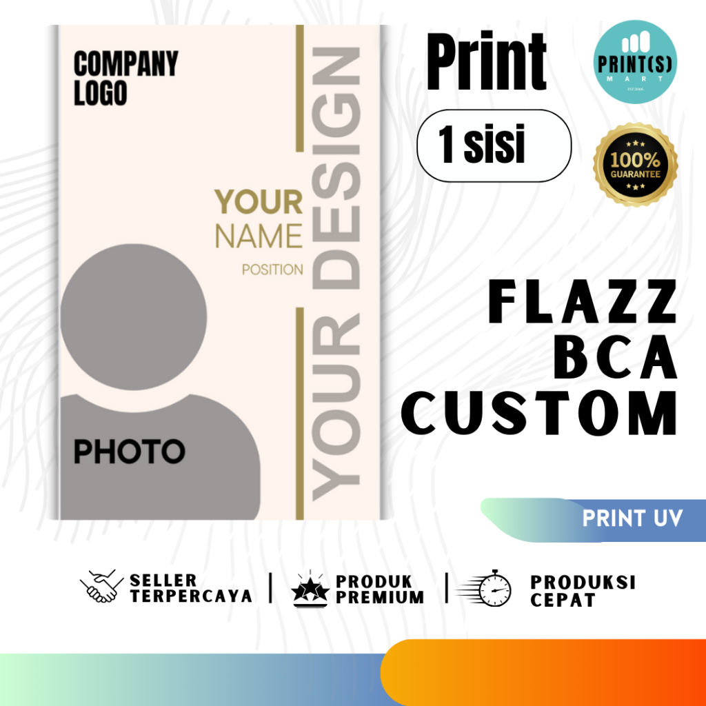 Flazz BCA Custom Print 1 SISI Foto/Gambar/ID Card Bebas Design, Gen 2