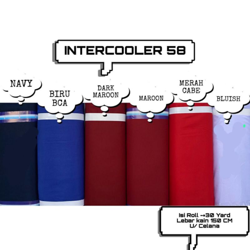 INTERCOOLER Lebar 150 Cm, Bahan Baju, Kameja, Celana, Atasan bawahan Seragam Dinas PDH,PDL, PEMDA SA