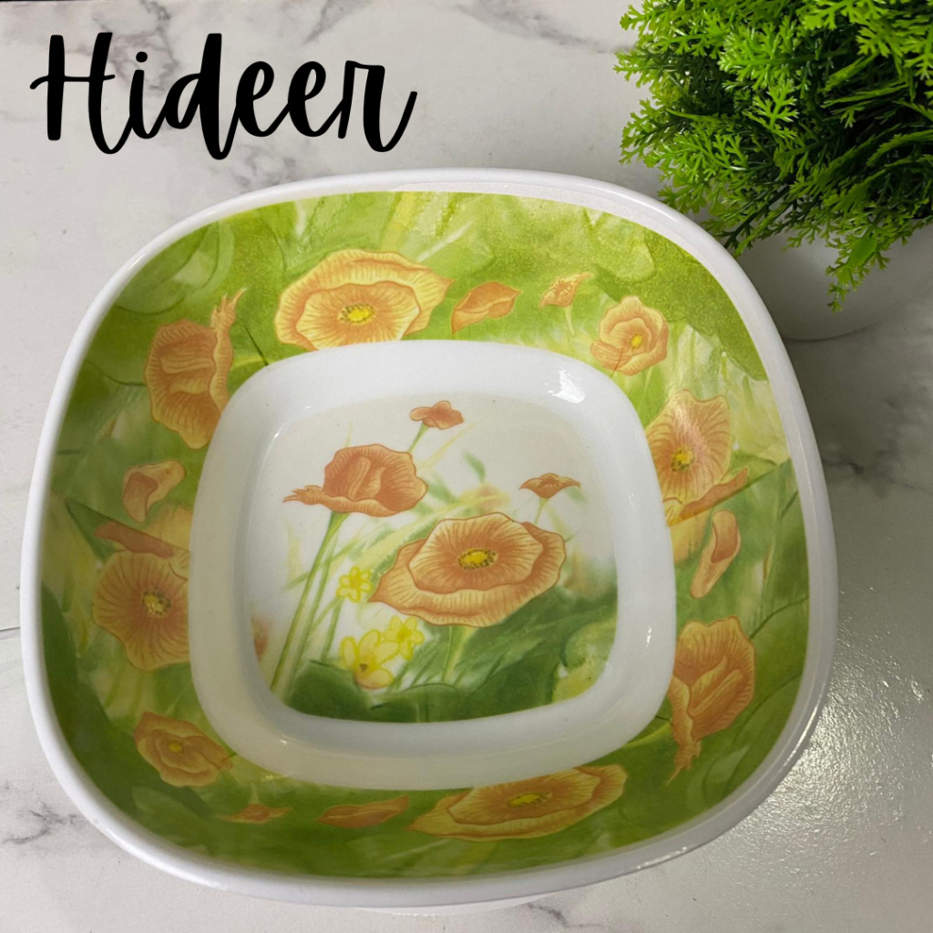 Mangkok Melamin Oval Motif Kuning Hijau Bunga Gelombang Melamin Motif Bunga Kembang Mangkok Mie Baks