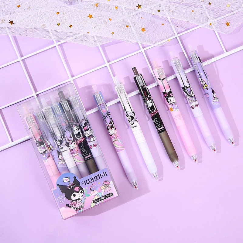 

CAPY STORE / Pen hitam gel KORUMI set isi 12 pcs per box / 0.5 mm pulpen SANRIO karakter push pen gel metal clip lucu/ pen import push pen.