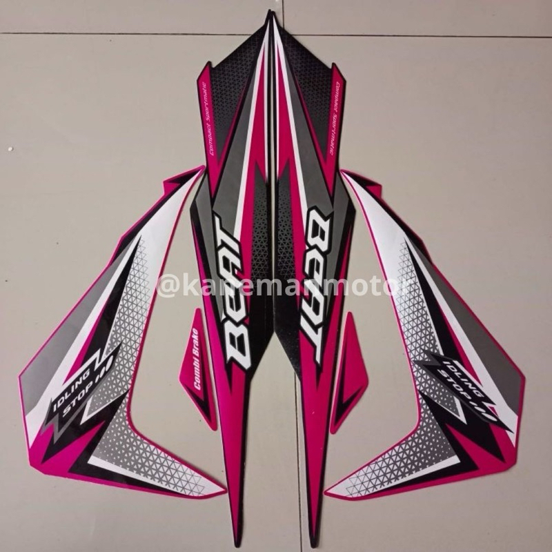 Stiker striping honda beat fi iss 2018 warna hitam ungu