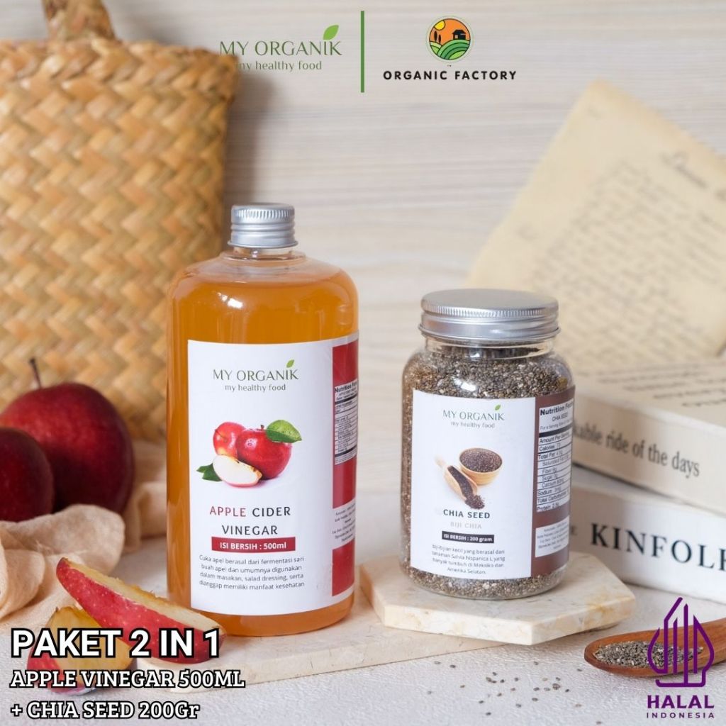 

My Organik Cuka Apel Original Apple Cider Vinegar With Mother 500ml Chia Seed 200g