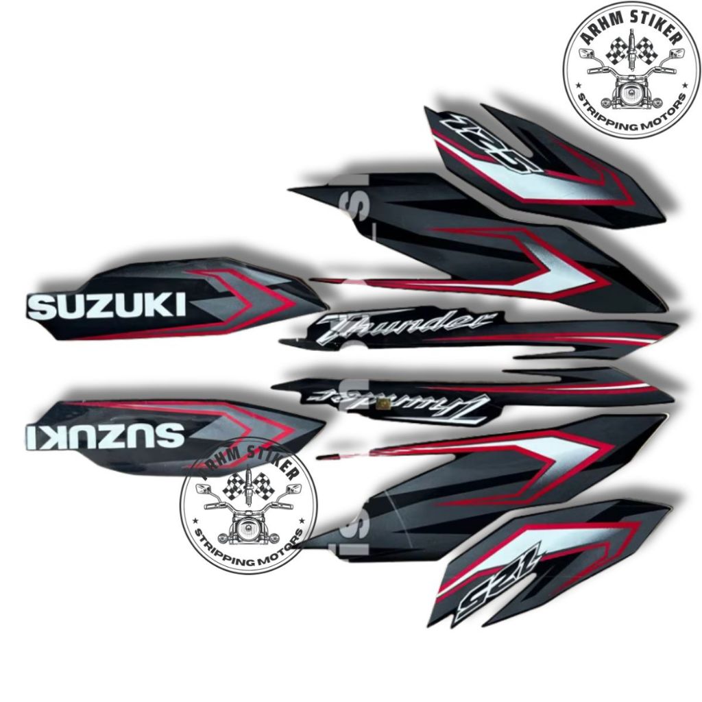 striping suzuki thunder 125 2010 2011 hitam polet body sticker list lis THUNDER THANDER standar