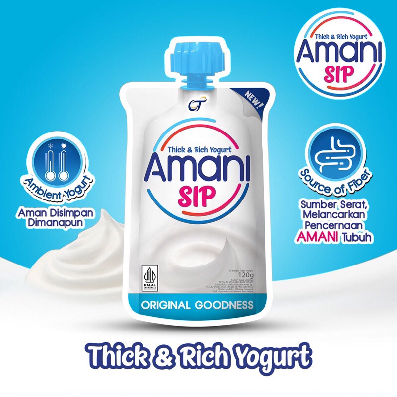 

Yogurt Amani Sip Kental Original dan Mixed Fruit