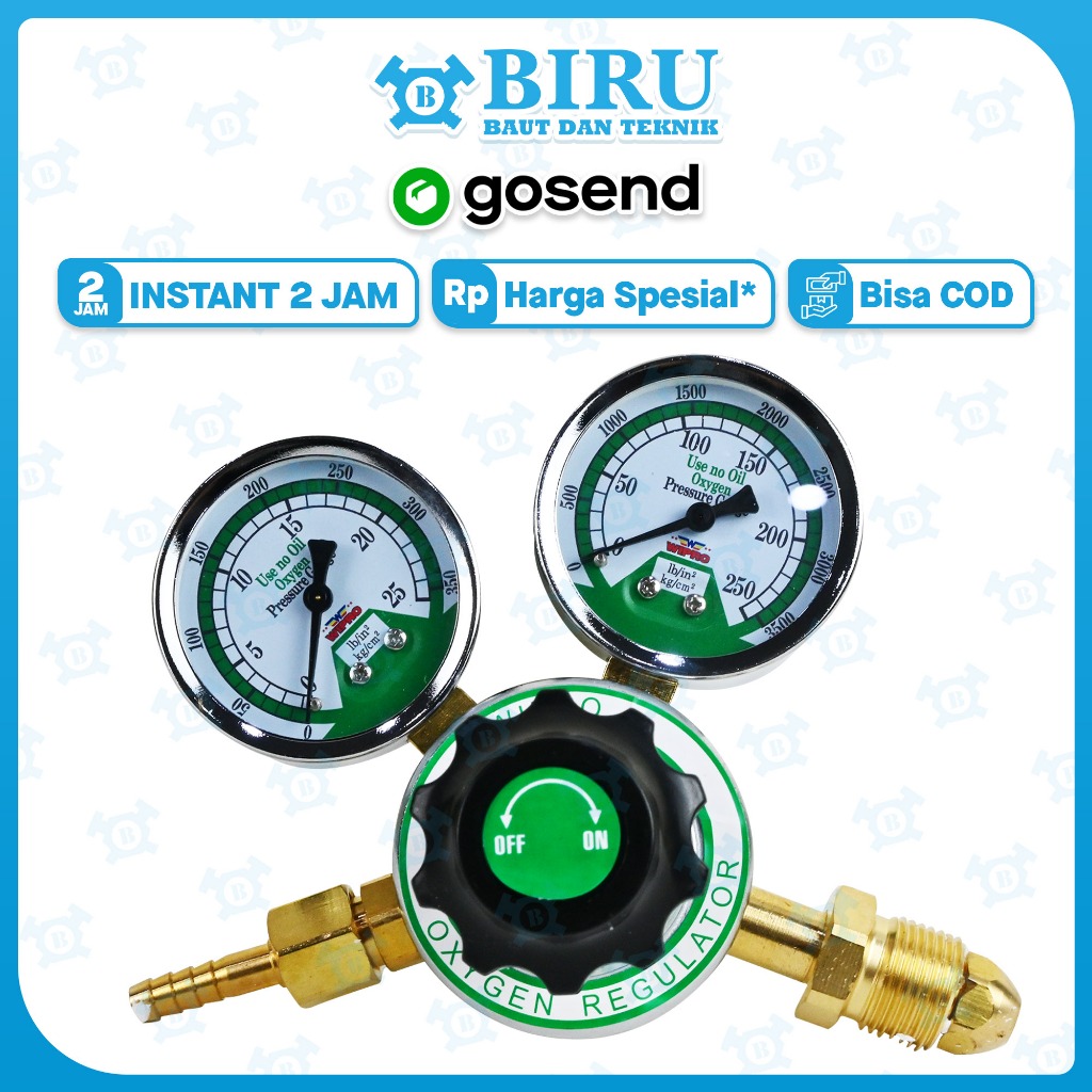 WIPRO Las Regulator Oksigen Tekanan 25 - 250 Bar / Oxygen Regulator Untuk Las - Double Stage untuk L