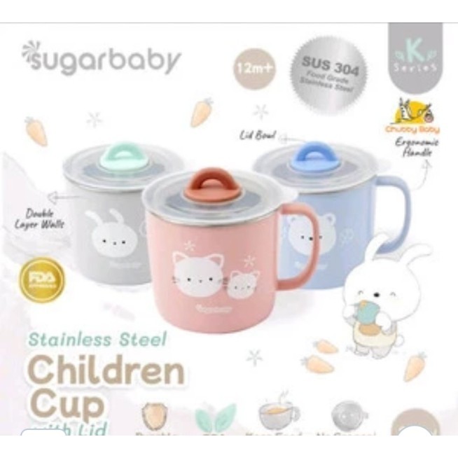 SugarBaby Stainless Steel Children Cup with Lid/SugarBaby Cangkir Alat Makan Tempat Makan Bayi