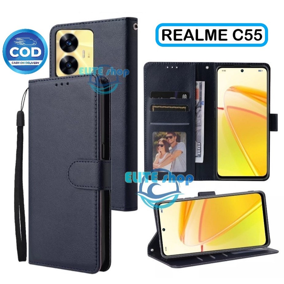Flip Case REALME C55 Case Wallet Kulit Casing Dompet Case Wallet Leather Flip Case REALME C55 Casing
