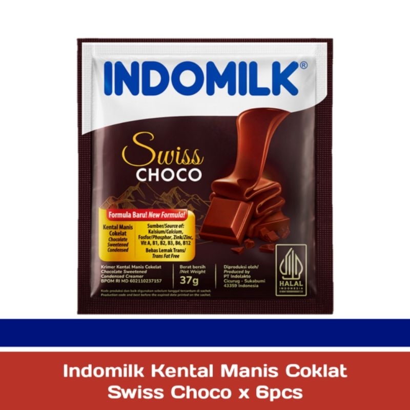 

6pcs Indomilk Kental Manis Coklat Swiss Choco 37g