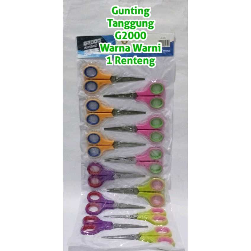 

Gunting Tanggung Warna-Warni G 2000/ Gunting Kertas 1 Renteng isi 12 Pcs Murah 5 Inch Stainles Stell G2000 Tajam Type G-125
