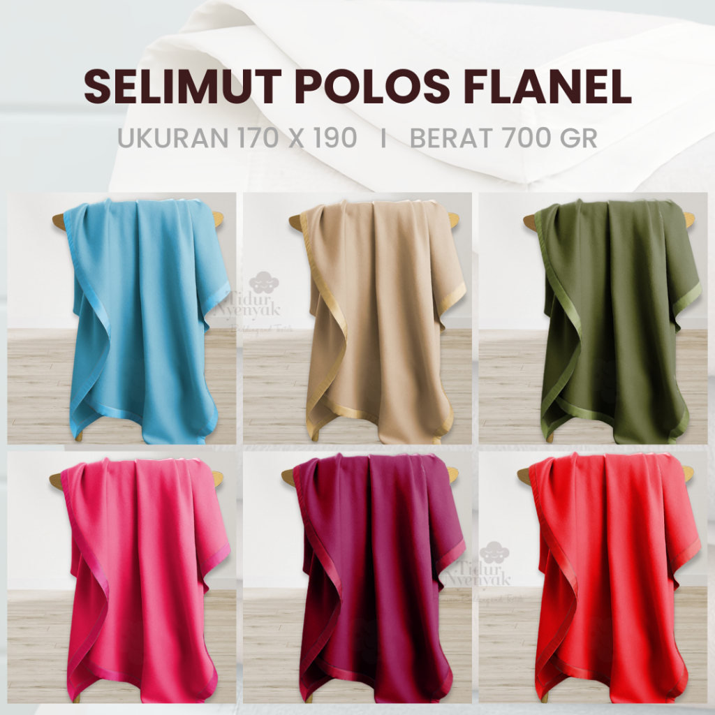 SELIMUT POLOS FLEECE FLANEL 170X190  LEMBUT LIST GLOSSY PINGGIR UKURAN 170X190 CM FLEECE POLOS BIRU 