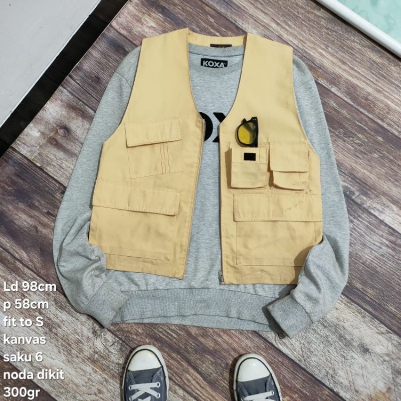 VS6 vest rompi tactical fishing S size kanvas multi pocket cowok pria wanita cewek unisex casual kas