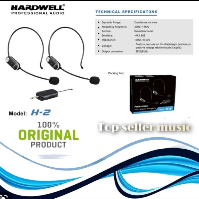 Mic Wireless Hardwell H 2 Headset Original Hardwell H2 Bando