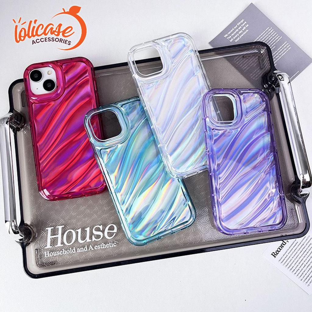 RCI185 SILICONE PHONE CASE DAZZLE WAVE SHINY HOLOGRAM COLOUR FOR IPHONE 7 8 7+ 8+ X XS XR 11 12 13 1