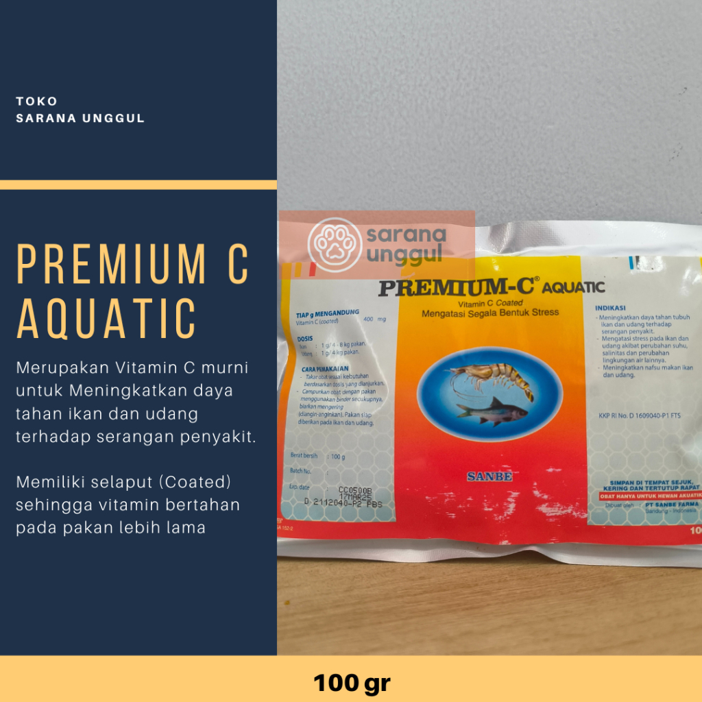 Premium C Aquatic 100 gr Vitamin C Ikan & Udang Untuk Daya Tahan Tubuh