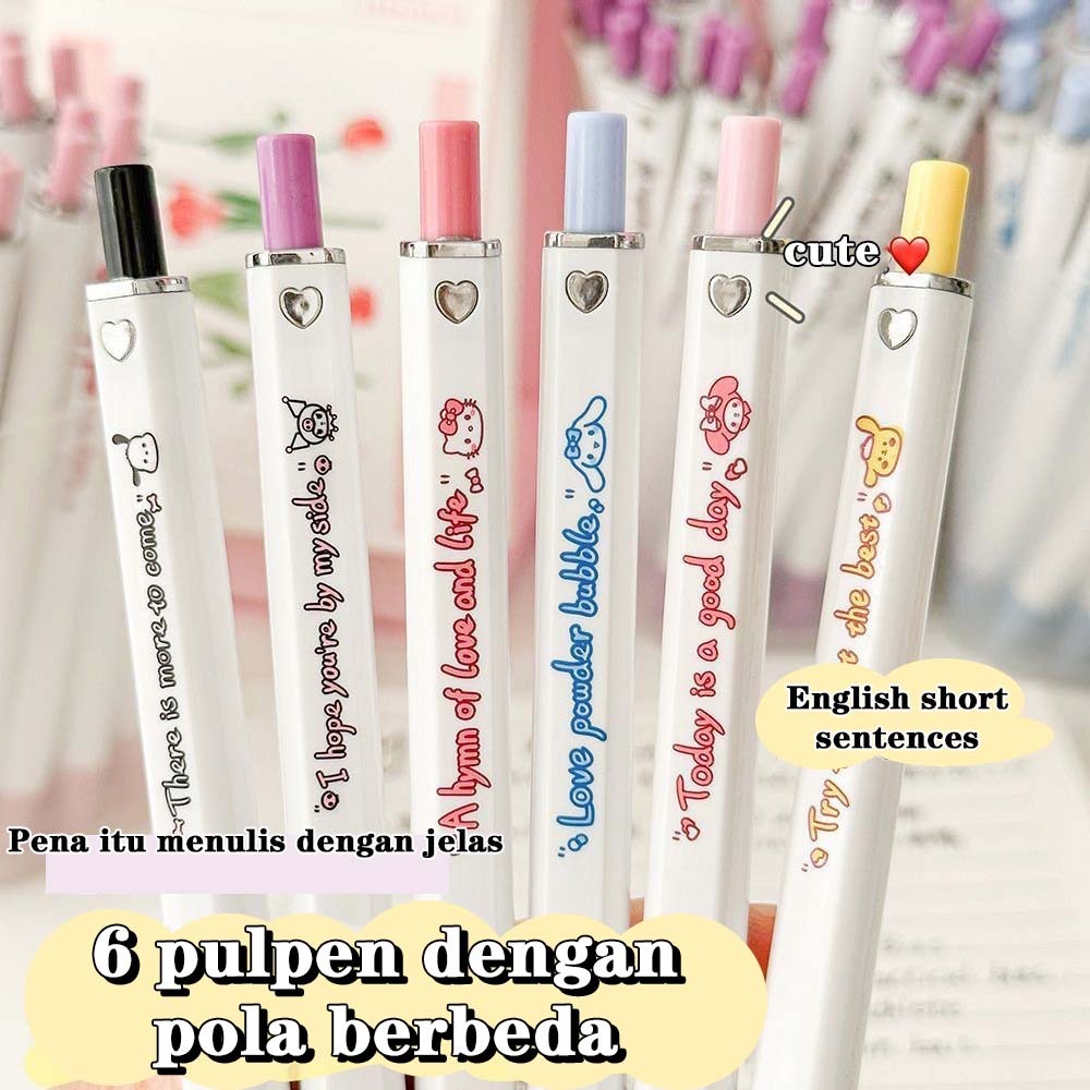 

✨COD Pulpen Gel Pena Kucing Carton Lucu Tinta Hitam 0.5mm Aesthetic MG