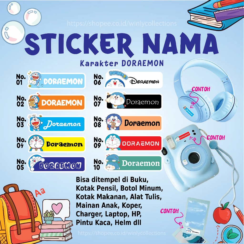 

STIKER LABEL NAMA DORAEMON CUTE STICKER CUSTOM LEBEL PREMIUM MURAH LUCU BISA TEMPEL DI BUKU KOTAK PENSIL MAINAN ANAK HELM BOTOL MINUM KOTAK MAKANAN ALAT TULIS KOPER LAPTOP HP PINTU KACA