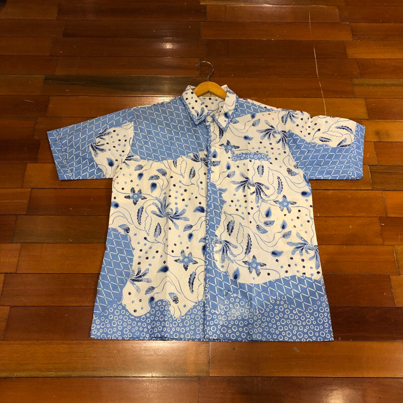Hem kemeja pria lengan pendek katun batik cap klasik indonesia dian pelangi official pekalongan