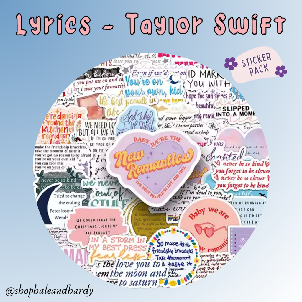 

Taylor Swift Sticker Pack - LYRICS MIX | Stiker Swiftie TS Eras Tour Aesthetic Waterproof Die Cut Vinyl