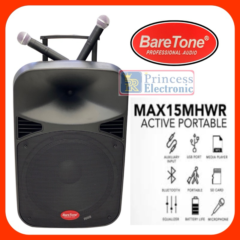 SPEAKER BARETONE 15 INCH MAX15MHWR KARAOKE BLUETOOTH