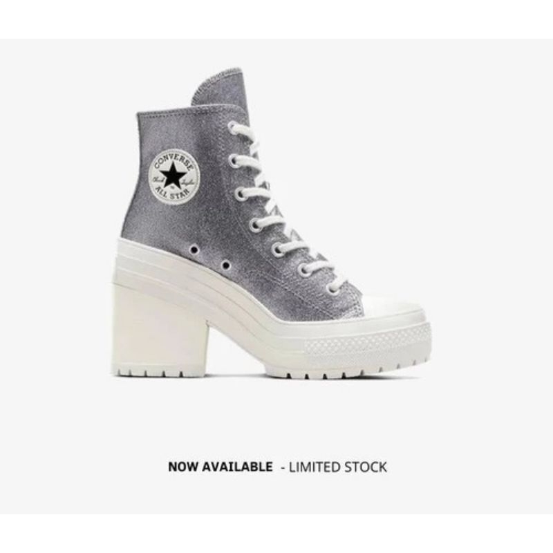 Converse Chuck 70 De Luxe Heel Gunmetal Women Original Resmi BNIB - 39 warna metalic heels
