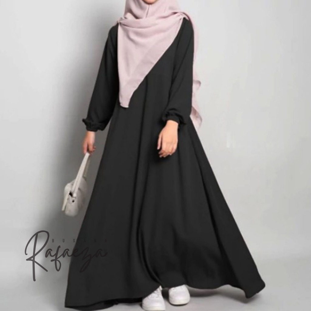 (Bisa COD) Gamis Wanita muslim terbaru basic abaya polos lengan karet Wolpis Premium Ukuran S M L XL