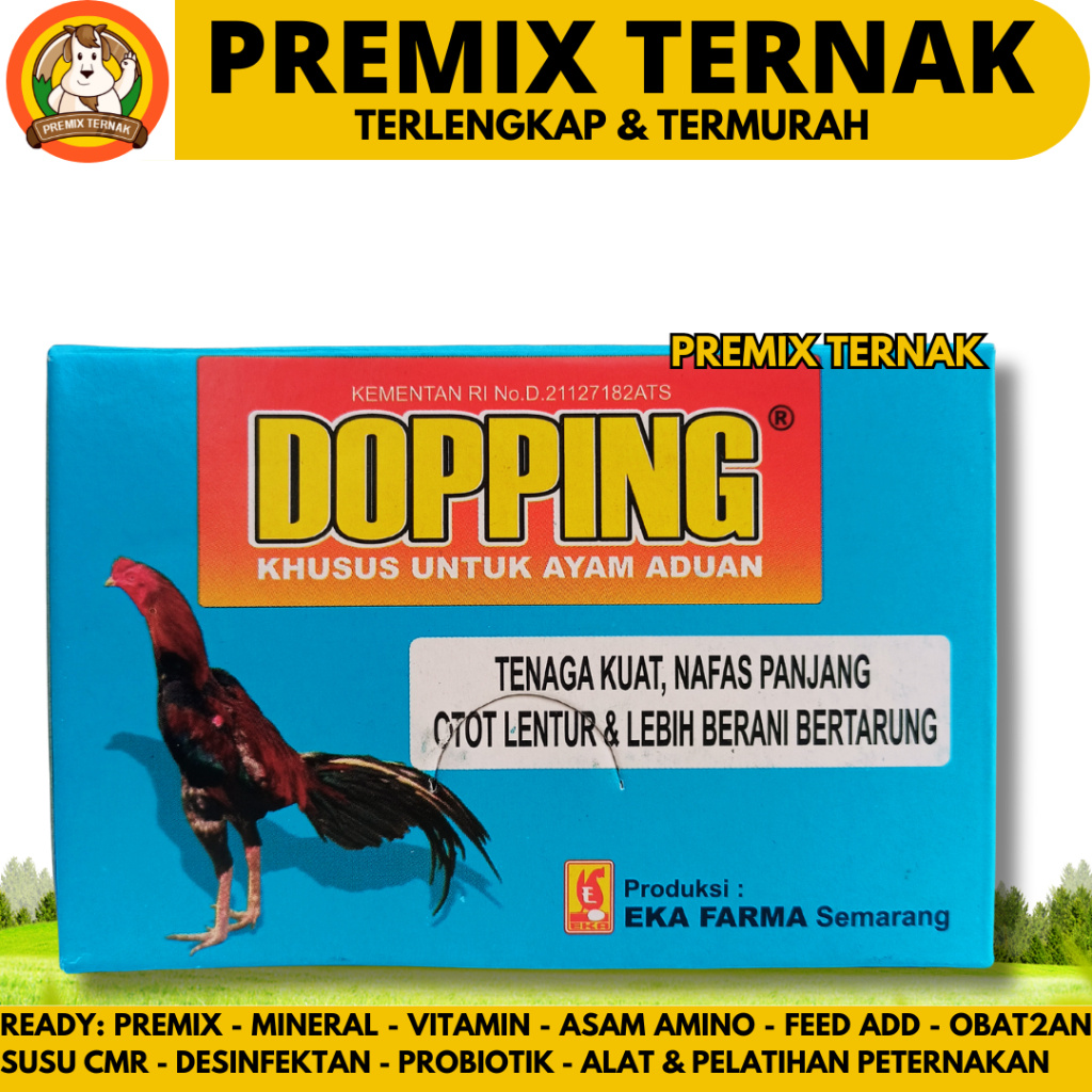 DOPPING AYAM 20 SACHET (1 DUS) EKA FARMA - Suplemen Penambah Stamina Ayam Aduan Laga - Doping Ayam J
