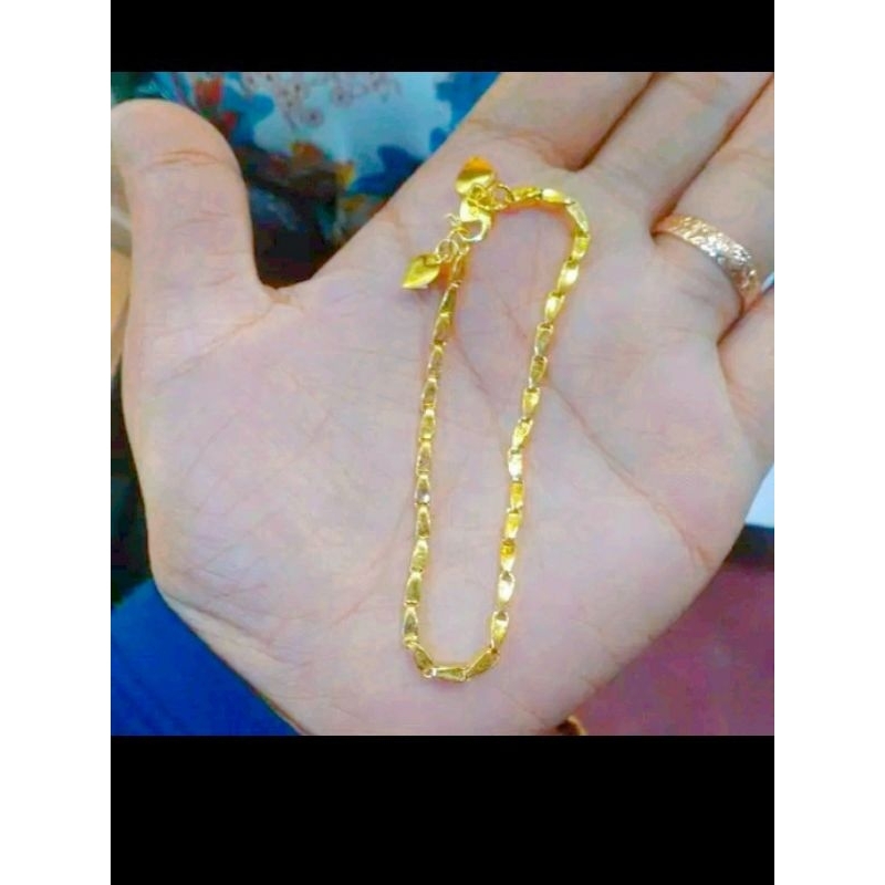 Gelang padi 1/2 suku lapis emas 24k, warna emas 24k bisa disepuh