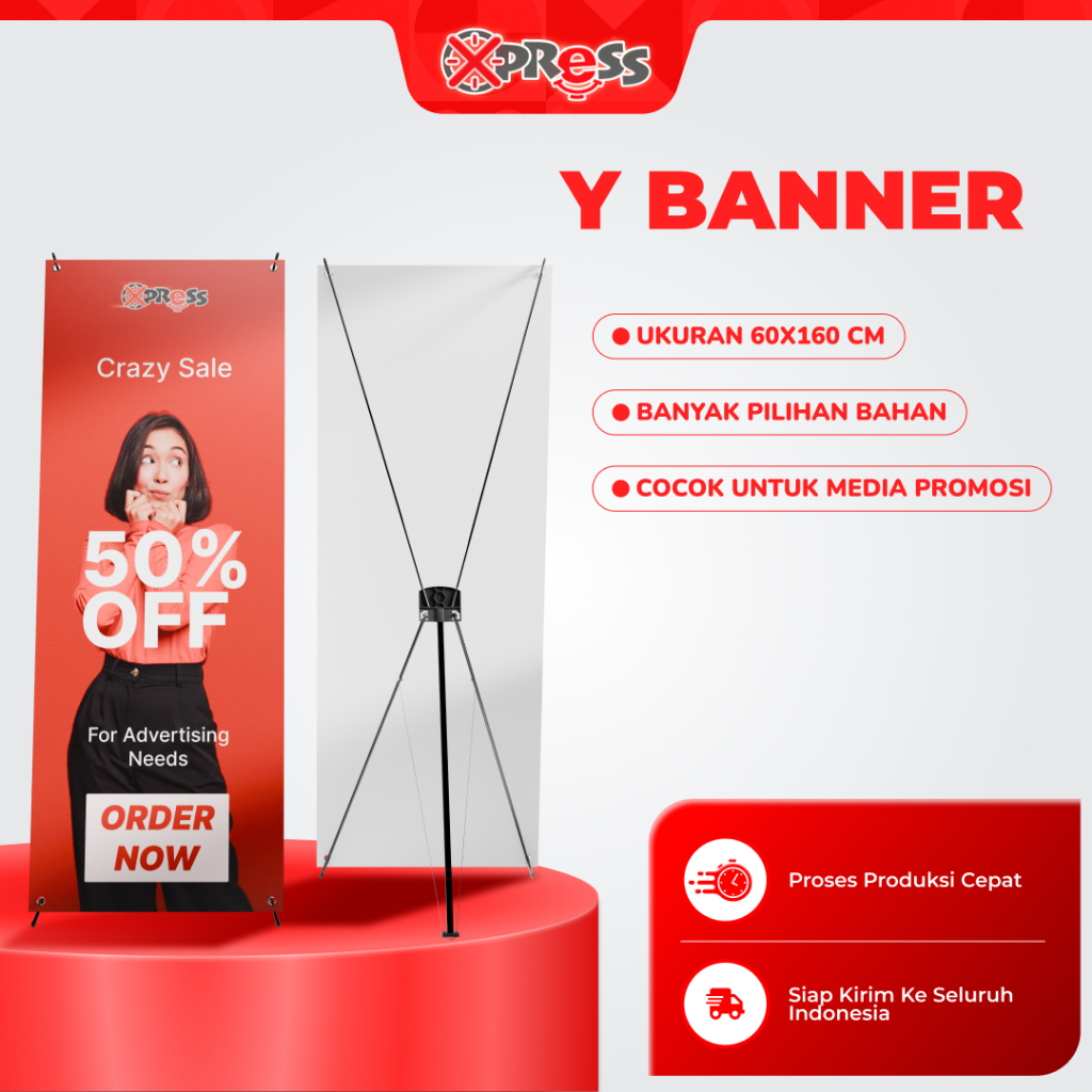 Y Banner/ Stand Banner/ X Banner / Y Banner 60x160 + Free Tas Stand