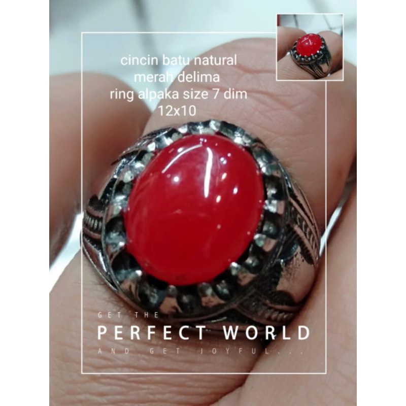 Cincin batu akik natural merah delima 01